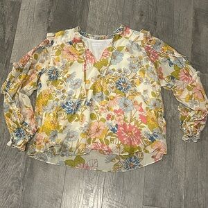 Floral boho cottagecore 60s 70s vibe blouse top great used cond. size small